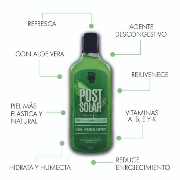 Gel Post Solar hidratante, humectante, revitalizador, natural, rejuvenece la piel, la elasticidad