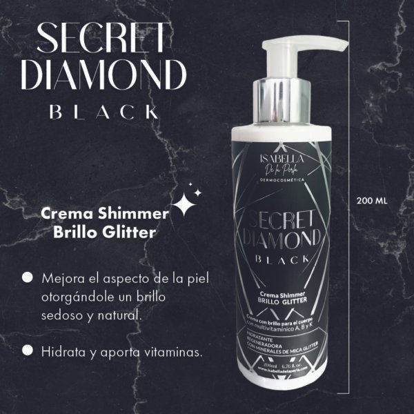 La Secret Diamond Black mantiene la piel radiante, uniforme y entrega un brillo radiante, sútil
