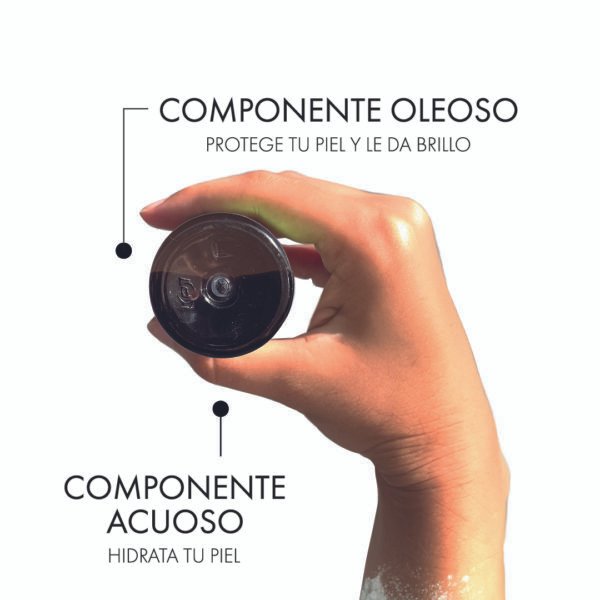 Ultra Shine Skin Cacao tiene un componente oleoso y otro componente acuoso