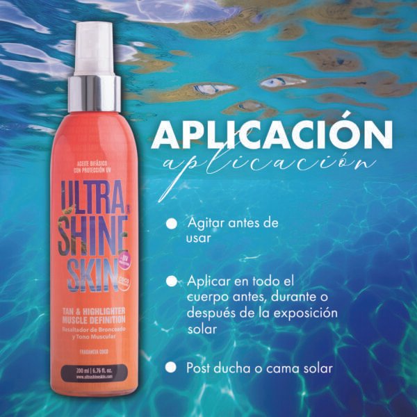 Ultra Shine Skin esencia de coco tiene una aplicación sencilla y eficaz